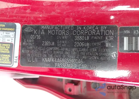 2016 Kia Forte Lx from USA, damaged, VIN KNAFK4A68G5593146